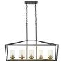 Emliviar Modern 5-Light Kitchen Island Pendant Light Fixture, Linear Pendant Lighting, Black and Gold Finish with Clear Glass Shade, P3033-5LP