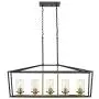 Emliviar Modern 5-Light Kitchen Island Pendant Light Fixture, Linear Pendant Lighting, Black and Gold Finish with Clear Glass Shade, P3033-5LP