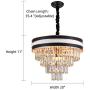 AXILIXI Crystal Chandeliers Lighting, 9 Lights, Modern 4-Tier K9 Crystal Pendant Lamp, Adjustable Ceiling Chandelier Light Fixture for Dining Rooms Living Room H11 X W20, Black and White