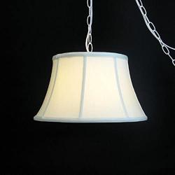 Upgradelights Eggshell Silk 17'' Hanging Lamp Swag Portable Plug in Swag Lamp