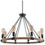 OYI Hemp Rope Style Pendant Light, 8 Lights Retro Industrial Chandelier Metal Island Light Chain Ceiling Lamp E26 Socket