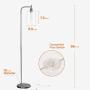 Addlon LED Floor Lamp, with Hanging Glass Lamp Shade and LED Bulb for Bedroom and Living Room, Modern Standing Industrial Lamp Tall Pole Lamp for Office, Nickel