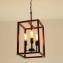 reesenLight 3-Light Farmhouse Chandelier Lighting,Wood Frame Rustic Kitchen Island Light Fixture,Antique Lantern Pendant Ceiling Light,Vintage Hanging Cage Light for Dining Room Foyer Hallway Entryway