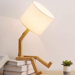 HAITRAL Bedroom Table Lamp - Fun Desk Lamps with Wooden Base Unique Table Lamps for Kids Room, Living Room, Bedroom, Office, Reading Room