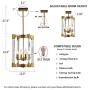 4-Light Modern Gold Chandelier, Hanging Pendant Light Fixture Rectangle Clear Brass Square Pendant Light for Dining Room, Bedroom, Foyer and Entryway