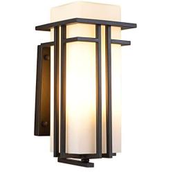 EERU Large Outdoor Wall Light, Large Size:15.35'' H x 6.7'' W, Waterproof Wall Lantern Exterior Light Fixture for Entryways Yards Garage Front Porch, Metal Frame with Frosted Glass, Black (Large)