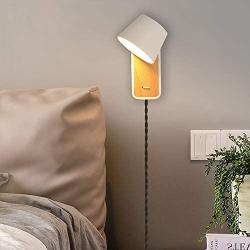 Plug in Wall Sconce Lighting 6W Warm White 2800K, Modern Wall Light Fixtures 350 Degrees Rotatable Bedside Reading Lighting, Metal Wall Lamps Lighting Lamp for Bedroom