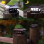Solar Post Cap Lights, Outdoor LED Deck Lighting for 4x4 Wooden Posts, Cool White Waterproof Lamp for Fence Patio and Garden Best Decoration, 2 Pack
