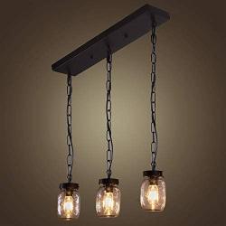 Wellmet Farmhouse Chandelier Glass Mason Jar Adjustable, 5-Light Dining Room Lighting Fixtures Hanging Rustic Light with Wires for Kitchen Island Dining Room Living Room Cafe Pub (3 Lights)