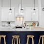 Loclgpm Modern Mini Industrial Pendant Light, Semi Flush Mount Ceiling Lighting Fixture with Matte Glass Shade and Adjustable Stem for Kitchen Island, Dining Room, Living Room, Bedroom, Hallway, Bar
