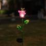 Joyathome Outdoor Solar Garden Stake Lights, 2 Pack Solar Powered Stake Lights with Pink Glass Lily Flower,Warm White LED Solar Metal Landscape Decorative Lights for Patio,Yard Decoration