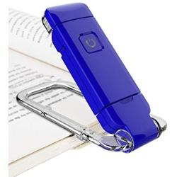 BIGLIGHT Book Reading Light, LED Clip on Book Lights, Reading Lights for Books in Bed at Night, Small Book Light for Kids, USB Rechargeable, 2 Brightness Adjustable for Eye Protection, Blue