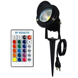 Color Changing LED Landscape Lights with RF Remote 10W RGB Waterproof Outdoor Tree Garden Holiday Lighting with US Plug