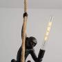 CHABEI Loft Vintage Resin Hemp Rope Monkey Pendant Light Fixture Chandelier Industrial Retro E26 Edison Ceiling Pendant Lamp for Dining Living Room Bedroom Bar Cafe (Black)