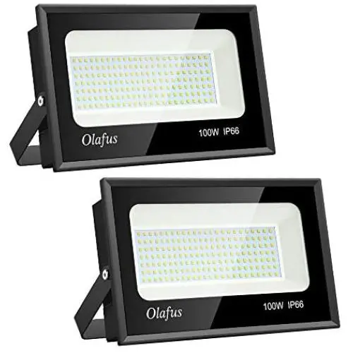 Olafus 2 Pack 100W LED Flood Light Outdoor, Bright Outside Floodlights, IP66 Waterproof Exterior Security Lights, 5000K Daylight White Super Bright Lighting for Playground Yard Stadium Lawn Ball Park Olafus 2 Pack 100W LED Flood Light Outdoor, Bright Outside Floodlights, IP66 Waterproof Exterior Security Lights, 5000K Daylight White Super Bright Lighting for Playground Yard Stadium Lawn Ball Park