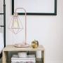 SOTTAE Modern Industrial Rose Gold Table Lamp, Vintage Beside Cage Desk Lamp, Rustic Metal Nightstand Lamp, Geometric Side Table lamp for Bedroom,Living Room,Office