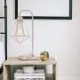 SOTTAE Modern Industrial Rose Gold Table Lamp, Vintage Beside Cage Desk Lamp, Rustic Metal Nightstand Lamp, Geometric Side Table lamp for Bedroom,Living Room,Office