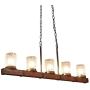 TABLIGHT Birch Wood Antique with Single Glass Lodge Hanging Pendant Light Decorative 5 Lights Ceiling Light