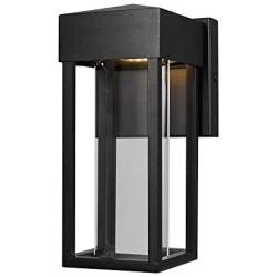 Globe Electric Bowie LED Integrated Outdoor Indoor Wall Sconce, Matte Black, Clear Glass Insert, 10W, 420 Lumens 44246