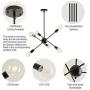 Modern Sputnik Chandelier Lighting Fixture 6 Lights Brushed Brass Chandeliers Mid Century Pendant Light Gold Ceiling Light Fixture for Hallway Bar Kitchen Dining Room (Black)
