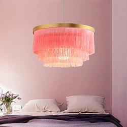 Nordic Decorative Pendant Light Warm Romantic LED Tassel Ceiling Chandeliers Gray/Blue/Pink/White Creative Restaurant Bedroom Dining Room Ceiling Hanging Lamp ( Color : Pink )