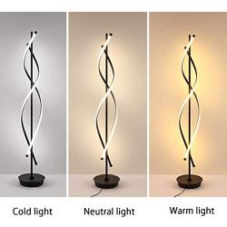 30W LED Floor Lamp Remote Control Dimmable Spiral Floor Lamp Indoor Lamp Floor Lamp for Living Rooms Family Rooms Bedrooms Offices Lighting (Black)