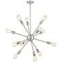 Jazava Modern Sputnik Chandelier, 12-Light Starburst Pendant Lighting, Mid-Century Hanging Light Fixture, Nickel Brushed