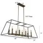 48'' Wide 8-Light Open Frame Industrial Style Rectangular Bronze Linear Chandelier Ceiling Lamp Dining Room