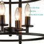 Farmhouse Metal Drum Ceiling Light with Hemp Rope Semi Flush Mount for Dining Room 4-Light 15.7“