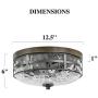 KSANA Farmhouse Faux Wood Flush Mount Ceiling Light Fixture with Water Ripple Glass for Bedroom, Hallway, Kitchen, Dining & Living Room, Foyer and Bathroom