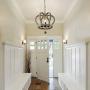 Wood and Metal Chandelier Square 1-Light Height Ceiling Pendant Light Dining Room Lighting Fixtures Hanging，Living Room Light,Kitchen Chandelier UL Listed