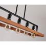 Fivess Lighting Farmhouse Wood Kitchen Island Lighting, Wood and Metal Linear Chandelier, 5 Lights Rustic Industrial Pendant Light Fixture for Kitchen Island Dining Room, Black