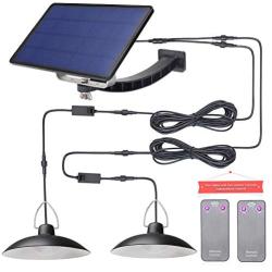 Solar Shed Light with Dual Head & Remote Control,Kyson 32 LED Indoor Barn Light Outdoor Solar Pendant Lamp for Porch Garage Storage Room Use
