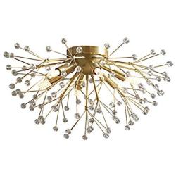 Modo Lighting Modern Firework Chandelier Light Crystal Sputnik Pendant Light Fixtures Dandelion Ceiling Lamp for Bedroom Living Dining Room Kitchen Island (6 Light)