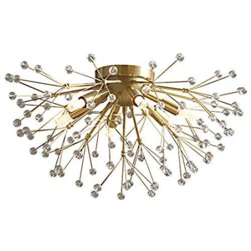 Modo Lighting Modern Firework Chandelier Light Crystal Sputnik Pendant Light Fixtures Dandelion Ceiling Lamp for Bedroom Living Dining Room Kitchen Island (6 Light)