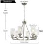 MELUCEE 6 Lights Round Chandelier Brushed Nickel Island Lighting Dining Room Lighting Fixtures Hanging Glass Pendant Light for Kitchen Living Room Bedroom