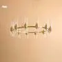 Modern Chandeliers,Clear Glass Shades Pendant Hanging Lighting,32 Lights,Adjustable Full Copper Ceiling Light Fixture Lamp for Dining Room Bathroom Bedroom Livingroom,G9