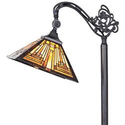 Cotoss Tiffany Floor Lights Tiffany Floor Lamps for Reading Stained Glass Arc Floor Lamp 1-Light Tiffany Pole Lamp 11” Mission Shade Tiffany Style Floor Reading Lamp