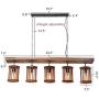 Rustic Wood Beam Edison Hanging Ceiling Light | Indoor Downlight for Farmhouse Home Decor | Kitchen Island | Bar | Dining Room | Limited Wood - E26 X5 Bulb