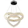 Modern Crystal Chandeliers, Heart Shape 2 Rings 50W 110V LED Crystal Chandelier Fixtures Stainless Steel Round Pendant Ceiling Lights Fixtures for Dining Room Living Room Bedroom (Warm White)