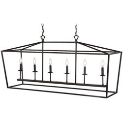 JONATHAN Y JYL7439A Pagoda Lantern Dimmable Adjustable Metal LED Pendant, Classic, Traditional for Dining, Living Room, Kitchen, 49'' 6-Bulb, Oil Rubbed Bronze