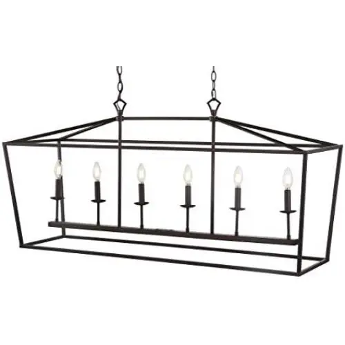 JONATHAN Y JYL7439A Pagoda Lantern Dimmable Adjustable Metal LED Pendant, Classic, Traditional for Dining, Living Room, Kitchen, 49'' 6-Bulb, Oil Rubbed Bronze