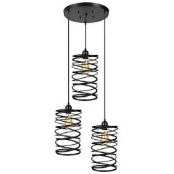 Antique Black Metal Pendant Light -LITFAD Industrial Hanging Multi Pendant lights with 3 lights Ceiling Light Chandelier Mounted Fixture Painted Finish for Dining room Coffee Shop Restaurants Bedrooms