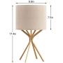 Gold Table Lamp, Kakanuo Modern Bedside Lamp 17 Inches with Linen Shade & Bright Gold Finish Metal Base (Transparent Cord), UL Certification, Lamp for Living Room Bedroom etc.