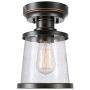 Globe Electric Charlie 1-Light Outdoor/Indoor Semi-Flush Mount Ceiling Light, Oil Rubbed Bronze, Clear Seeded Glass Shade 44301 Globe Electric Charlie 1-Light Outdoor/Indoor Semi-Flush Mount Ceiling Light, Oil Rubbed Bronze, Clear Seeded Glass Shade 44301