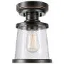 Globe Electric Charlie 1-Light Outdoor/Indoor Semi-Flush Mount Ceiling Light, Oil Rubbed Bronze, Clear Seeded Glass Shade 44301
