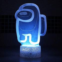 Among Night Light 3D Illusion Astronauts Games Character Table Lamp USB Powered 7 Colors LED Lights with Touch Switch for Kids Gifts Bedroom Decoration