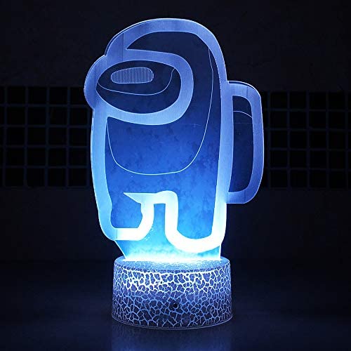 Among Night Light 3D Illusion Astronauts Games Character Table Lamp USB Powered 7 Colors LED Lights with Touch Switch for Kids Gifts Bedroom Decoration