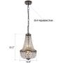 Wellmet 6 Lights French Empire Crystal Chandelier, 13 Inch Farmhouse Pendant Chandeliers Lighting, Adjustable Antique Bronze Ceiling Light Fixture for Dining Room Bedroom Foyer Living Room