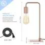 Rose Gold Table Lamp - Edison Bedside Lamps for Reading, Nightstand, Dressers - Small Metal Desk Lamp for Dorm Room, Bedroom Rose Gold Table Lamp - Edison Bedside Lamps for Reading, Nightstand, Dressers - Small Metal Desk Lamp for Dorm Room, Bedroom